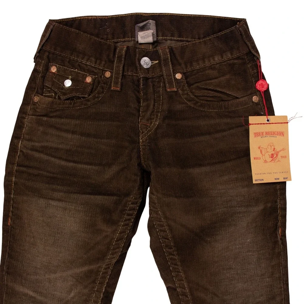NWT‎ True Religion Ricky Straight Mens 28x34 Brown Corduroy Pants Flap Pockets